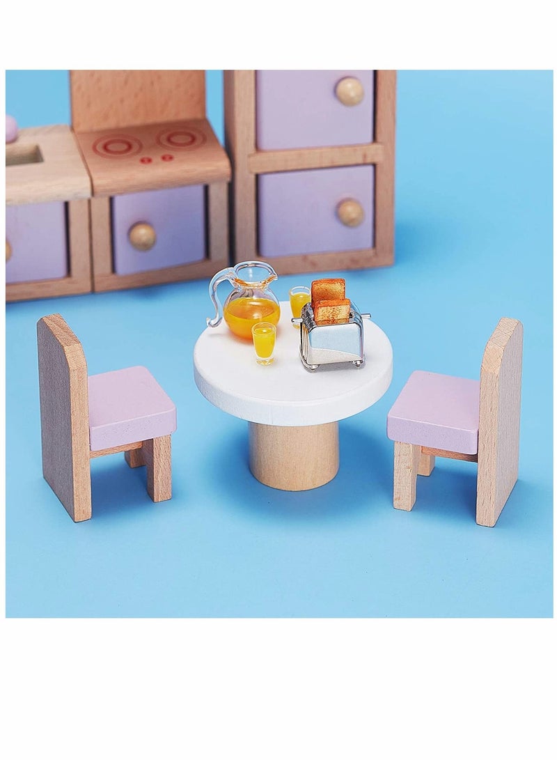 Dolls Accessories, Dollhouse Decoration Accessories, 1:12/ 1:6, Dollhouse Miniature Scene Model, Miniature Scene Model, Mini Scene, Breakfast Set, Pretend Toy (Juice, Butter, Bread Machine Set)