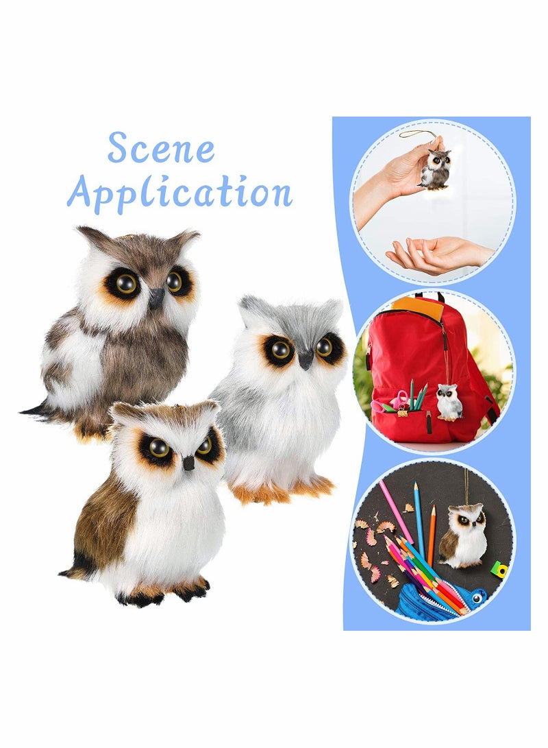 6 Pieces Mini Owl Plush Toy Plush Animal Christmas Hanging Ornaments for Christmas Tree Woodland Gray White Stuffed Animal Toy Soft Owl Doll Plush Hanging Pendant Ornament 3.2 Inch