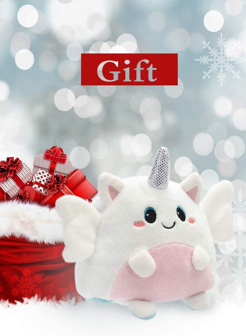 Reversible Plush 6 inches Plushies Unicorn Plush Cute Mood Plushie Stuffed for Adult Kids Girl Boy Gift White Blue