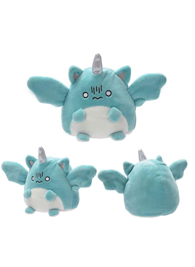 Reversible Plush 6 inches Plushies Unicorn Plush Cute Mood Plushie Stuffed for Adult Kids Girl Boy Gift White Blue