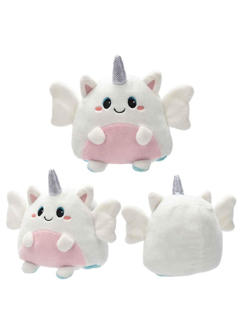 Reversible Plush 6 inches Plushies Unicorn Plush Cute Mood Plushie Stuffed for Adult Kids Girl Boy Gift White Blue