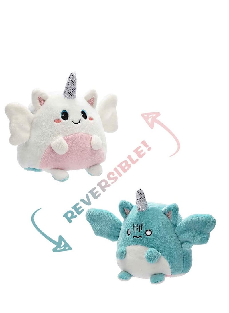 Reversible Plush 6 inches Plushies Unicorn Plush Cute Mood Plushie Stuffed for Adult Kids Girl Boy Gift White Blue