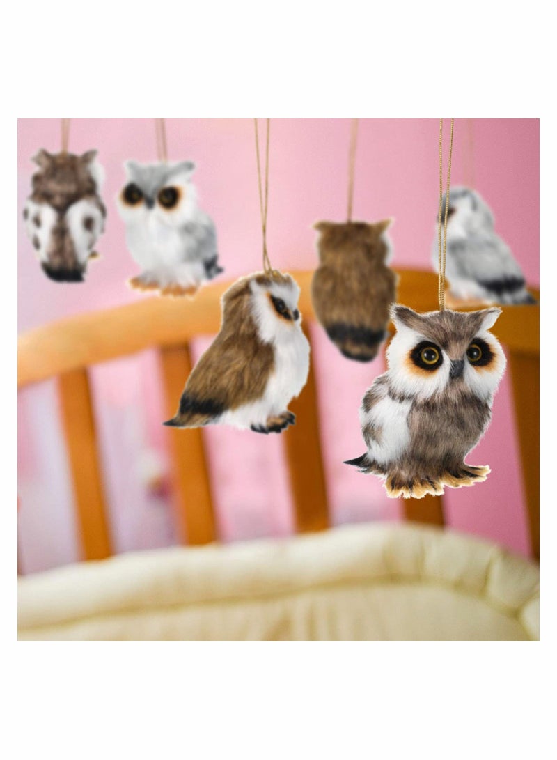 6 Pieces Mini Owl Plush Toy Plush Animal Christmas Hanging Ornaments for Christmas Tree Woodland Gray White Stuffed Animal Toy Soft Owl Doll Plush Hanging Pendant Ornament 3.2 Inch