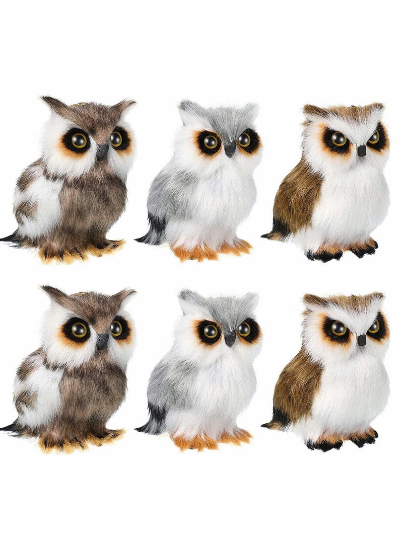 6 Pieces Mini Owl Plush Toy Plush Animal Christmas Hanging Ornaments for Christmas Tree Woodland Gray White Stuffed Animal Toy Soft Owl Doll Plush Hanging Pendant Ornament 3.2 Inch