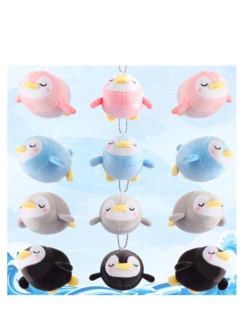 Adorable Mini Plush Penguin Keychain - 4 Cute Stuffed Animal Toys for Kids, Perfect Party Favors & Bag Pendants for Boys and Girls