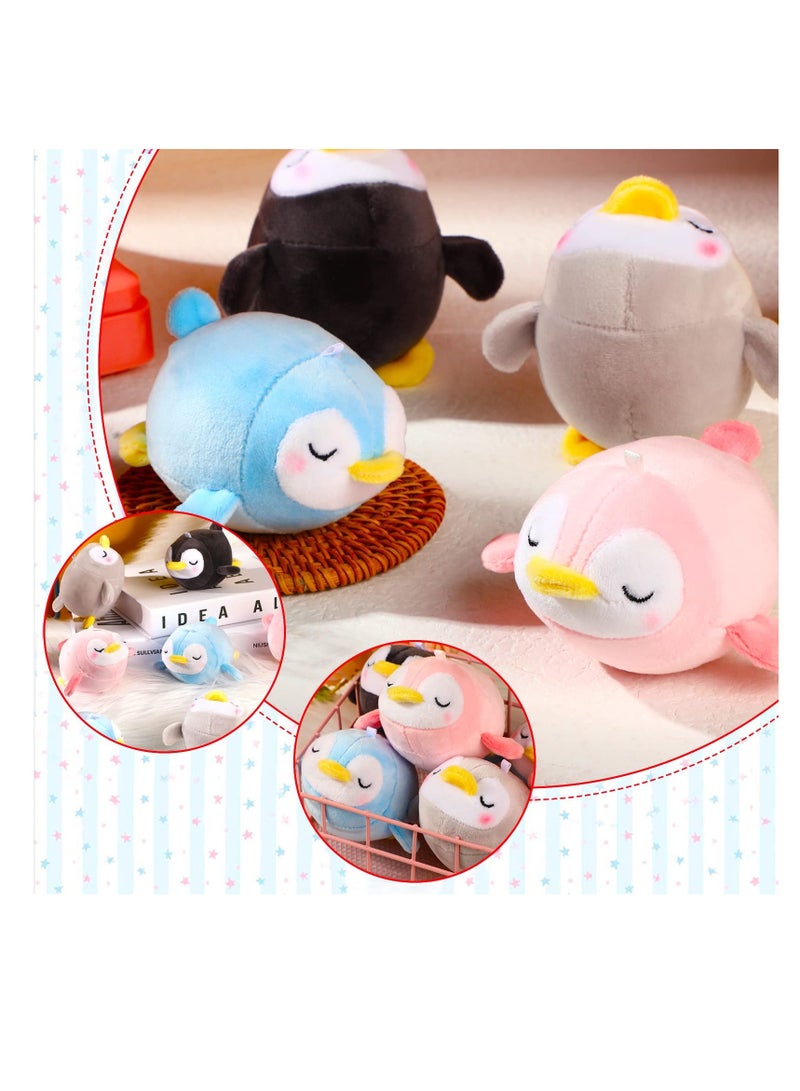 Adorable Mini Plush Penguin Keychain - 4 Cute Stuffed Animal Toys for Kids, Perfect Party Favors & Bag Pendants for Boys and Girls