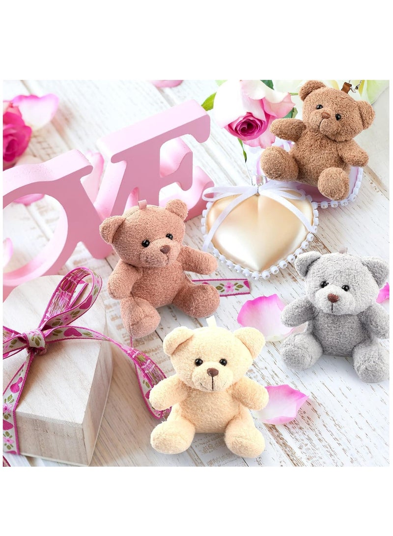 Plush Bears Pendant, Mini Bear Stuffed Animal Toys Soft Bear Doll Wedding Present Box Stuffers for First Day of School Graduation Baby Shower Birthday Party Favors 4 Inch, 8 Pcs