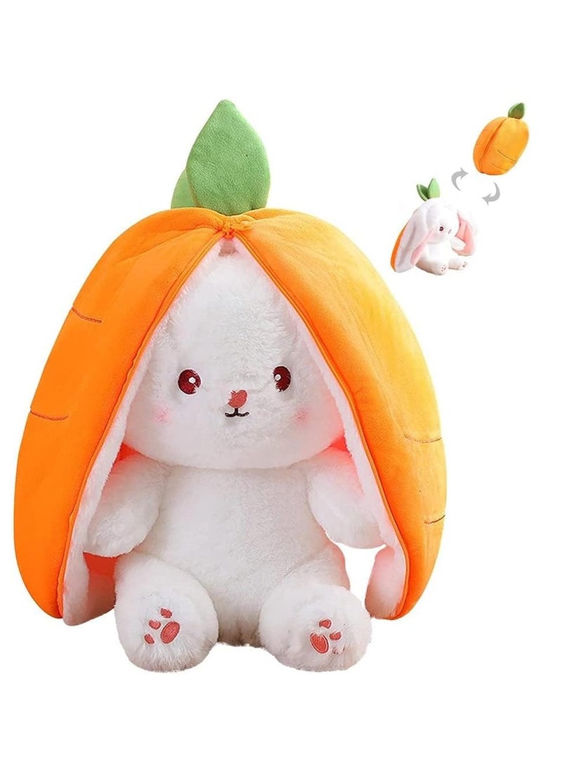 Strawberry Bunny Plush Toys, Rabbit Muppet Toys, Strawberry Bunny Transformed into Little Rabbit Fruit Doll Plush Toy Carrot Rabbit Plush Doll Girl for Kids (Strawberry Rabbit, 18cm)