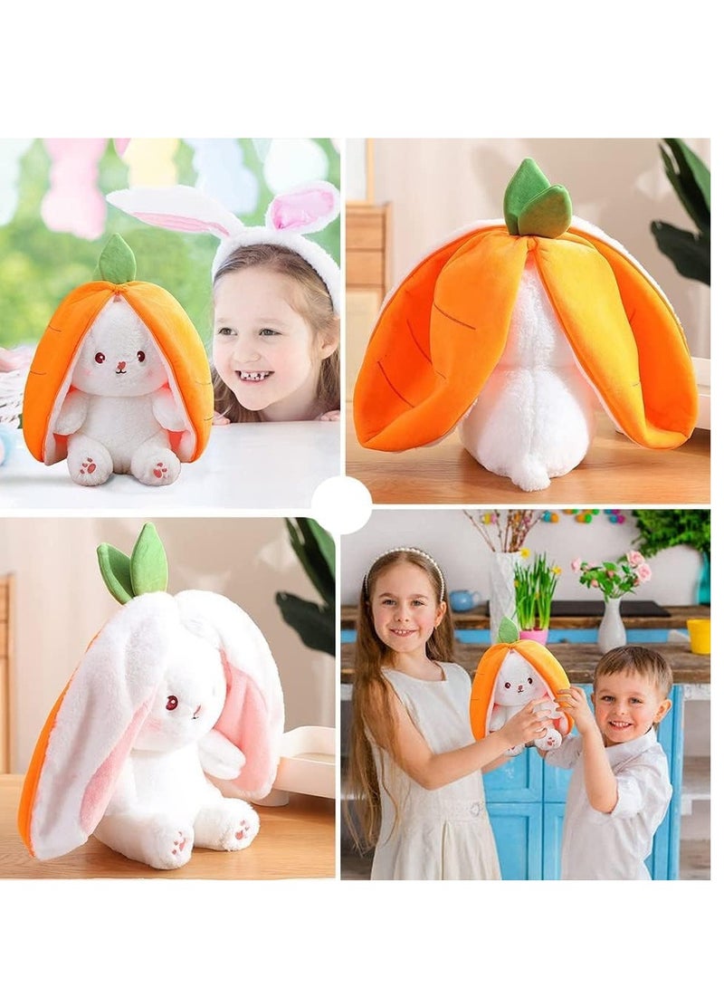 Strawberry Bunny Plush Toys, Rabbit Muppet Toys, Strawberry Bunny Transformed into Little Rabbit Fruit Doll Plush Toy Carrot Rabbit Plush Doll Girl for Kids (Strawberry Rabbit, 18cm)