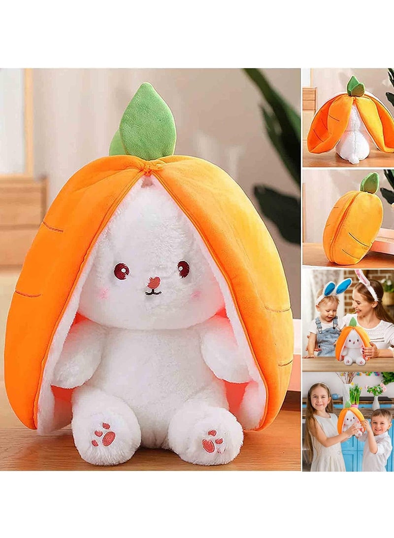 Strawberry Bunny Plush Toys, Rabbit Muppet Toys, Strawberry Bunny Transformed into Little Rabbit Fruit Doll Plush Toy Carrot Rabbit Plush Doll Girl for Kids (Strawberry Rabbit, 18cm)