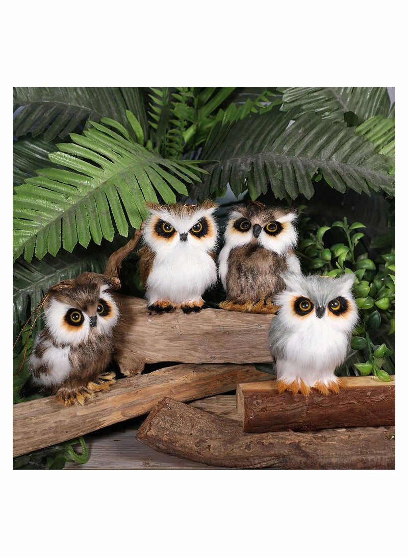 6 Pieces Mini Owl Plush Toy Plush Animal Christmas Hanging Ornaments for Christmas Tree Woodland Gray White Stuffed Animal Toy Soft Owl Doll Plush Hanging Pendant Ornament 3.2 Inch