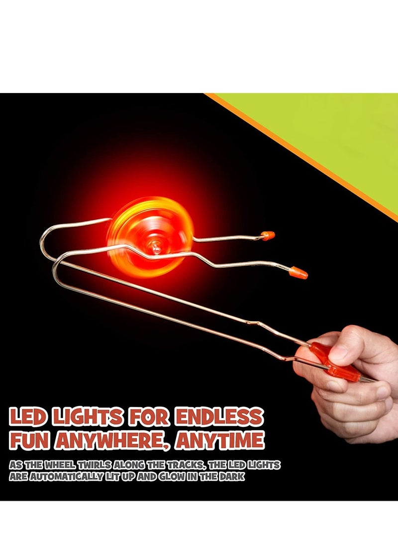 3 Pack Retro Magic Rail Twirlers, Kids Classic Vintage Toys, Light Up Magnetic Gyro Wheel Fidget Toys, Old Fashioned Trick Yoyo Gravity Stunt Toys Cool Fun Unique Gifts for 3+ Year Old Boys Girls