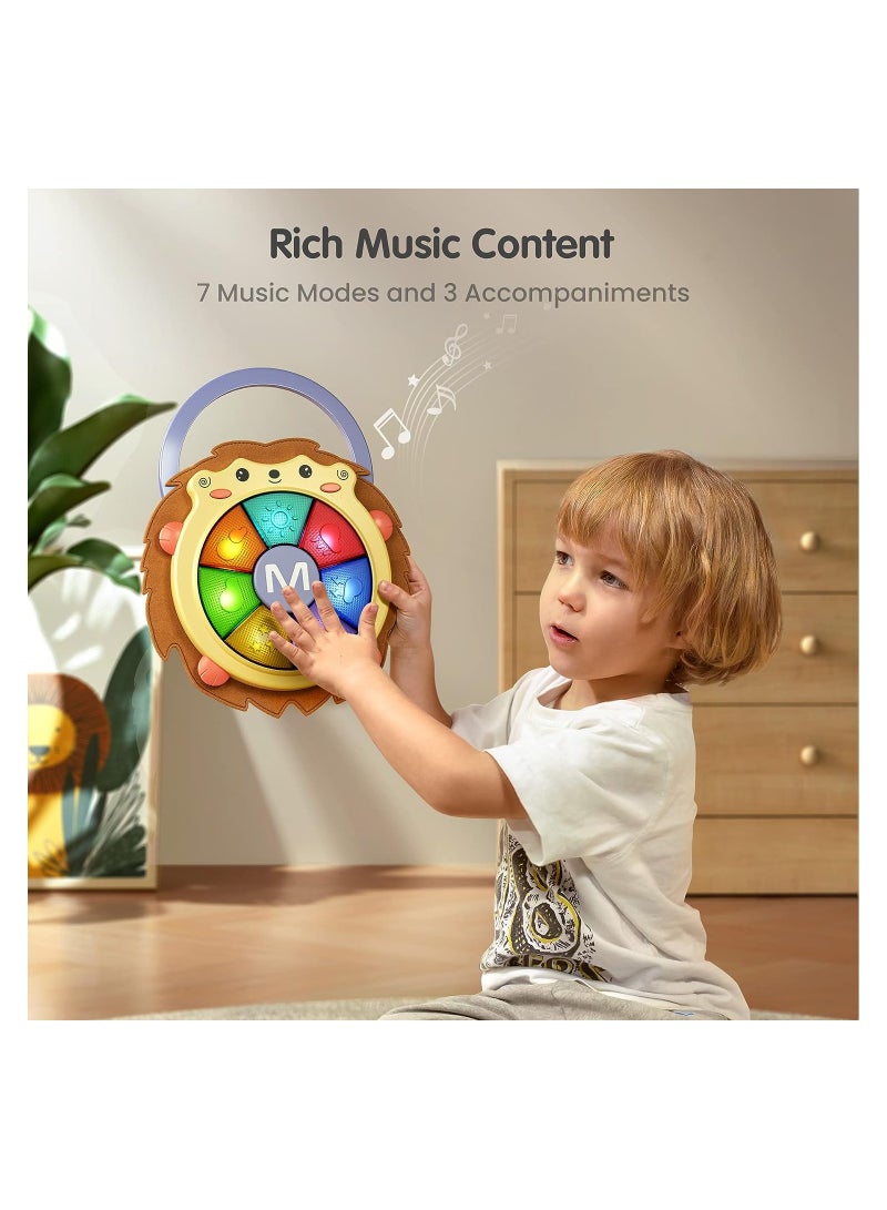 Kids Music Drum Toy with Sound and Light, Musical Toy Electronic Musical Drum for Baby, Sensory Activity Toys, Baby Activity Gift for Boy Girl 18 Months (Hedgehog)