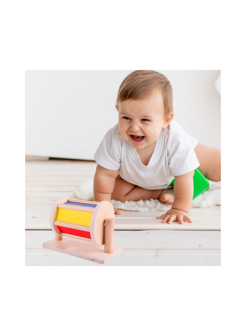 Montessori Spinning Drum Toy for 6 Month Baby Infant, Infant Developmental Wooden Toy Montessori-inspired Baby Toy Educational Spinning Drum Montessori Toy for Boy Girls Christmas Birthday Gift