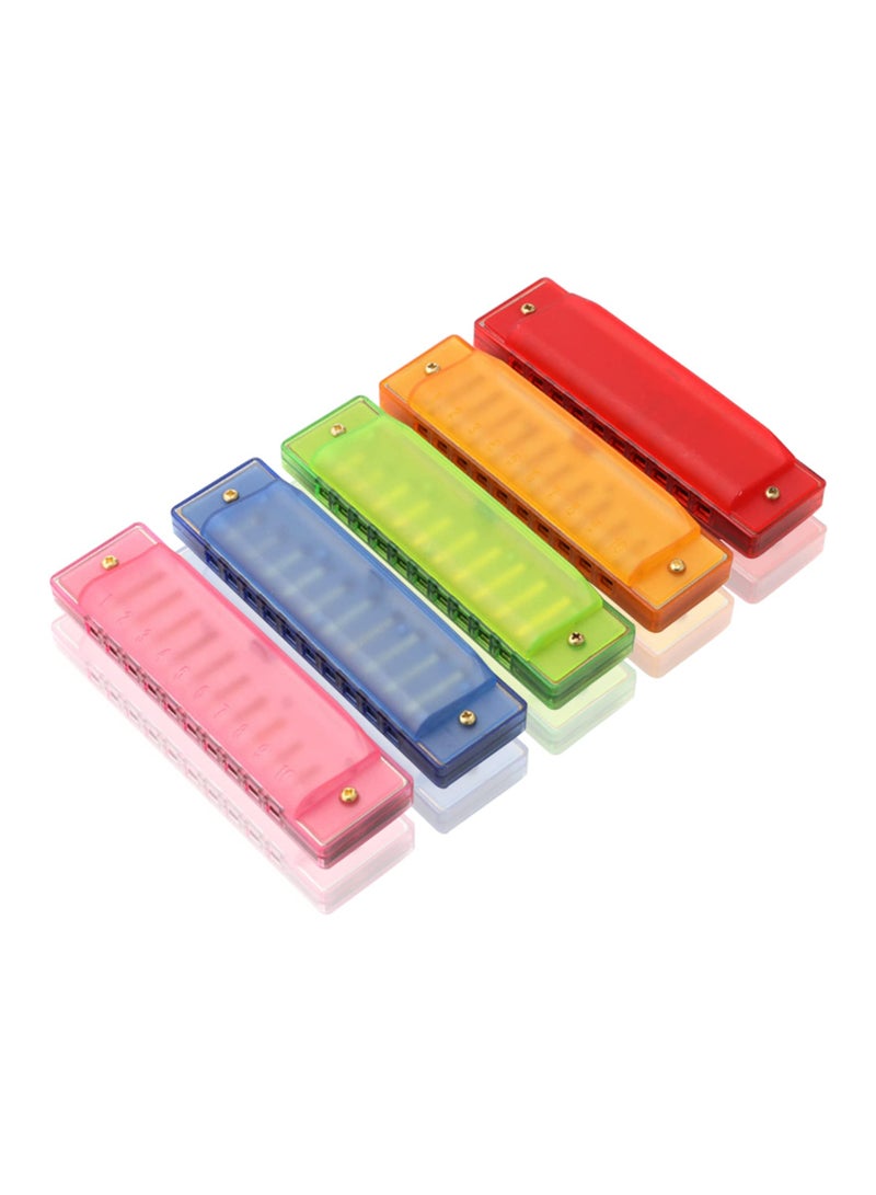 Harmonica for Kids, 10 Hole Translucent Kids Harmonica, Educational Toys Beginners Toy Musical Instruments for Kids Children Party Holidays for Beginner(Blue, Red, Green, Orange, Pink)(5 Pack )
