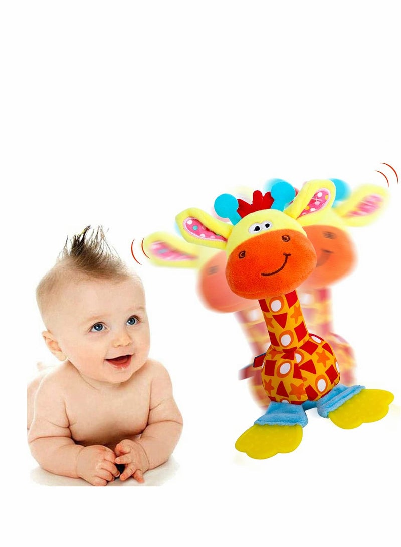 Baby Soft Rattles Shaker, Infant Developmental Hand Grip Baby Toys, Baby Sensory Learning Toys with Teether