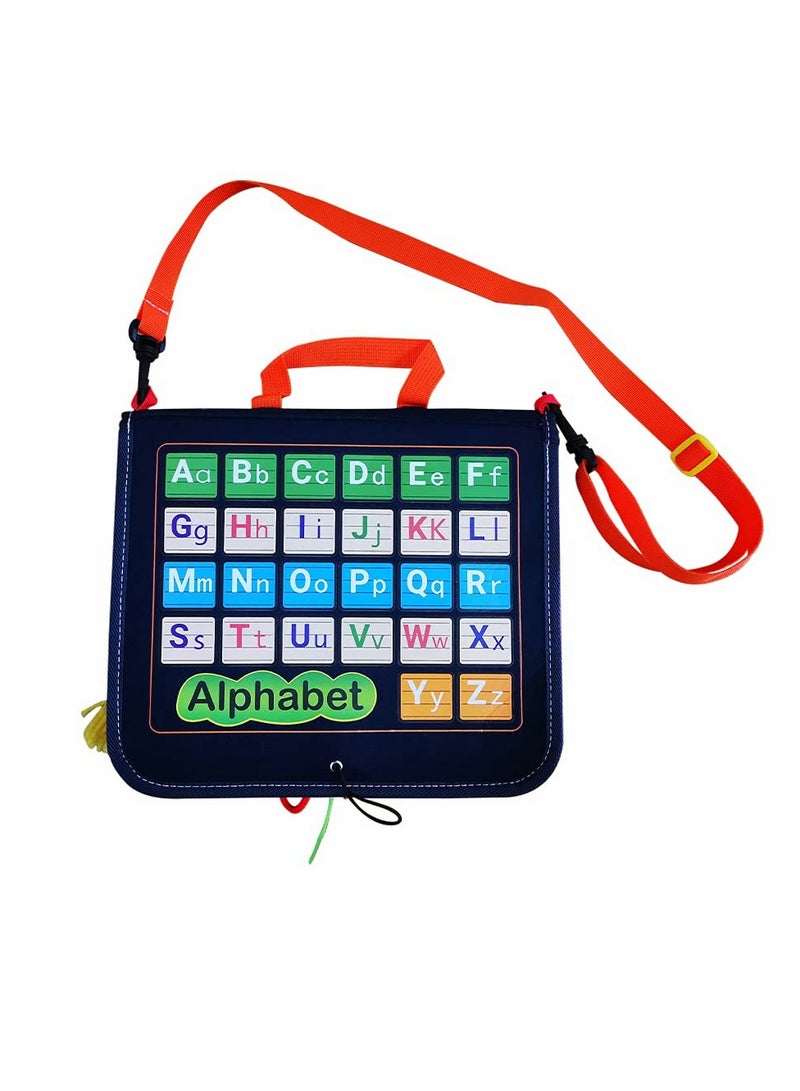KASTWAVE Montessori Toddler Busy Board, Sensory Travel Toy for Toddlers and Young Children 1-3 Years Old, Busy Book Bag, Learning to Dress Activity Toy with Alphabet for Kids