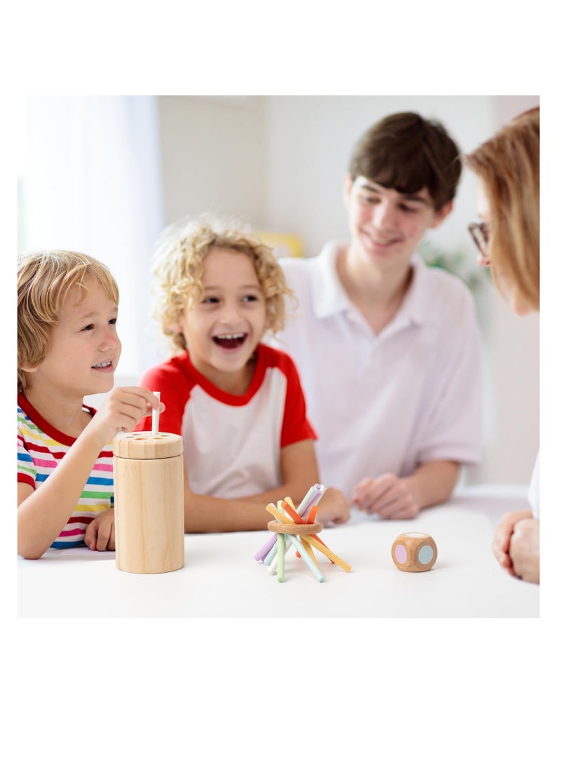 Wooden Montessori Sticks Toys for Kids, 6 Colors Fine Motor Skills Toys, Learning Toys for 1-3 Year Old, Natural Wood Educational Sorting Toy, Sensory Toys Travel Game Birthday for Boys Girls