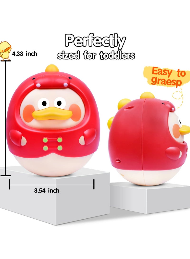 Roly Poly Baby Toys 6 to 12 Months,tummy Time Toys Musical Wobbler Toy,tumbler Early Education Toys,tinkling Sound Newborn Gift for 0 6 Months,12 18 Months Old Baby for Infant Boy Girl Gifts Red