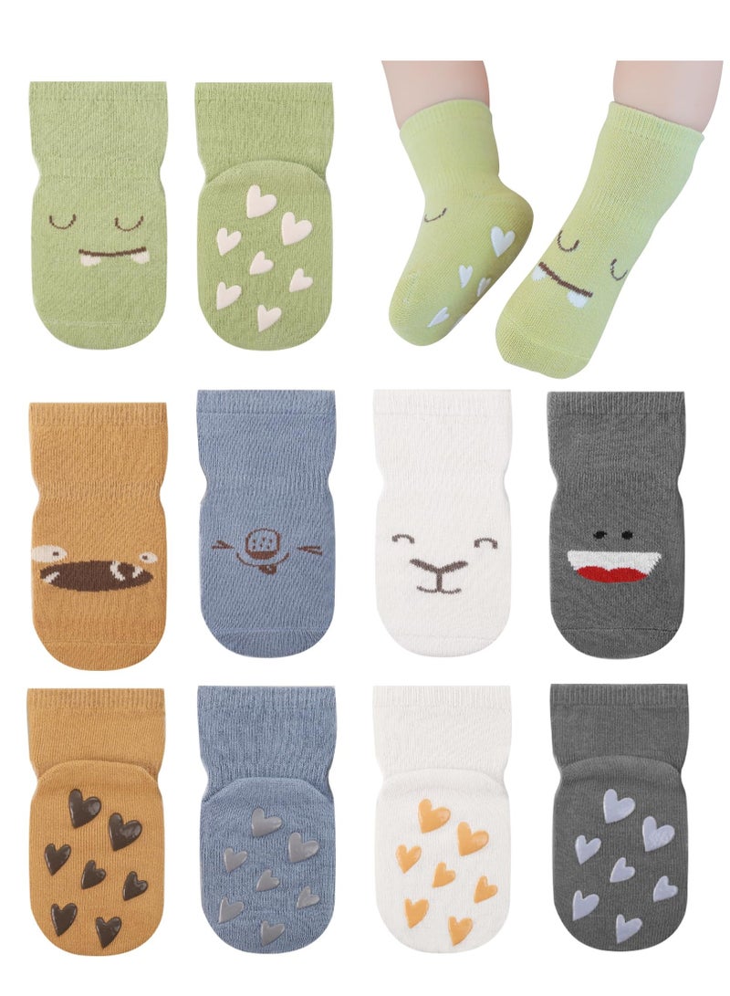 Cute Baby Socks for Boys and Girls - 5 Pairs Non-Slip Cotton Socks with Cat Ear Design, Anti-Slip Medium Tube Socks to Prevent Falls, Perfect Gift for Babies.