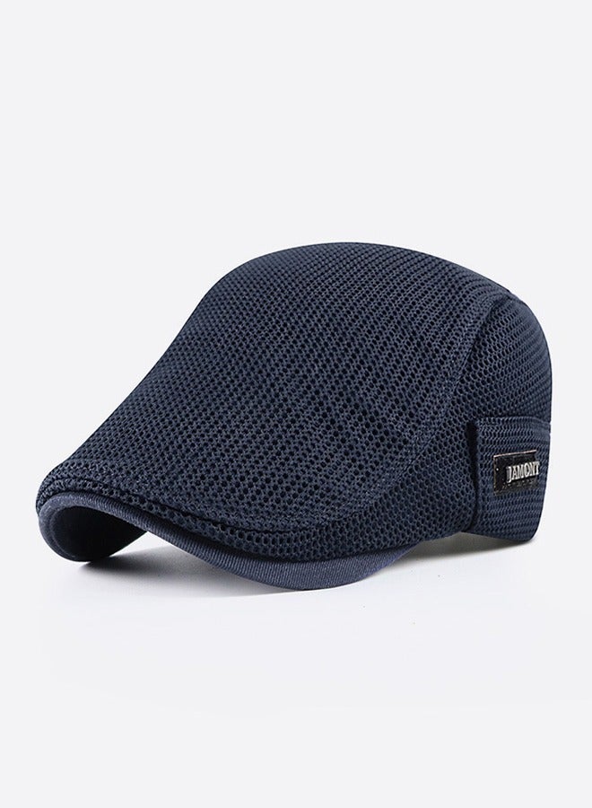 New Style Mens Beret Cap Newsboy Hat Adjustable Irish Cabbie Gatsby Cap Mesh Breathable Driving Hat Outdoor Sun Protection  Classic Beret Dark Blue