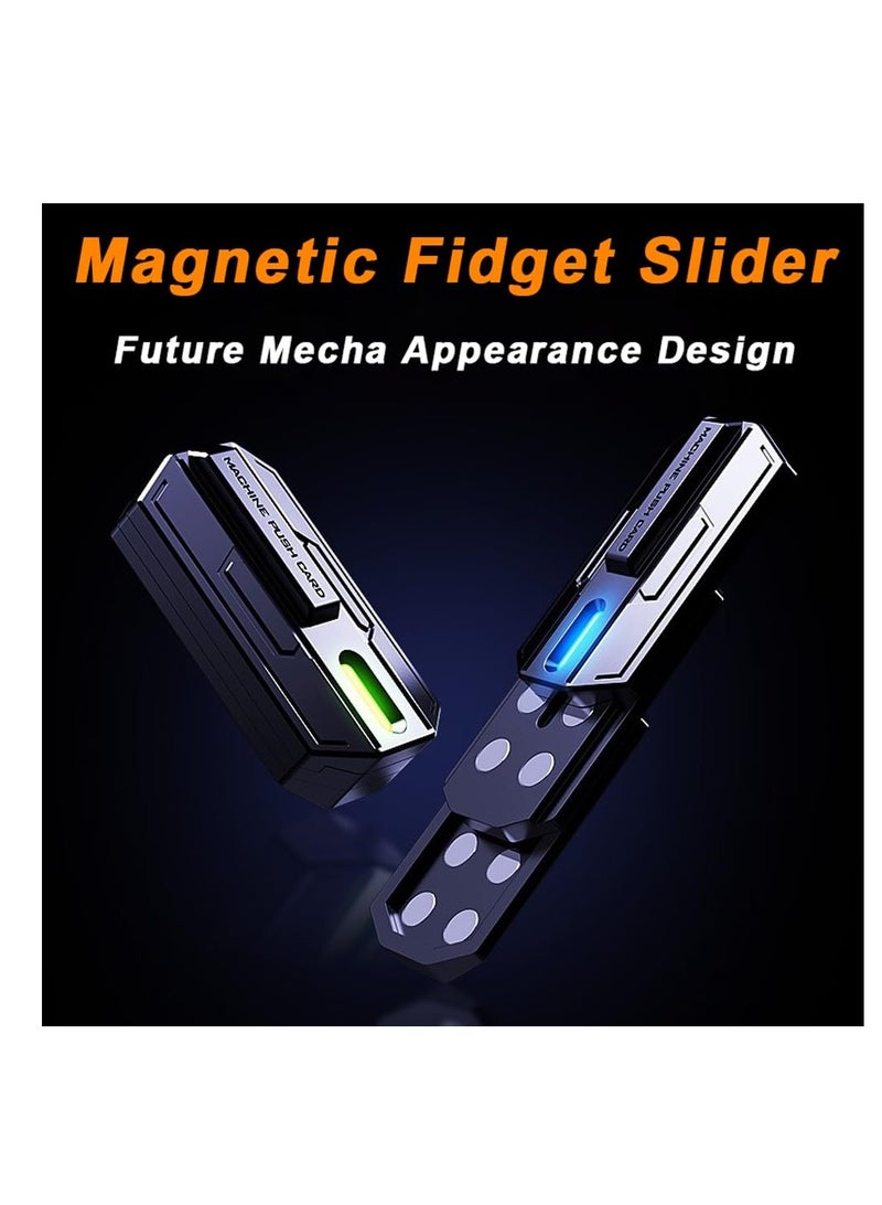 Machine Fidget Slider, Glow-in-The-Dark Magnetic Metal Fidget Toys Haptic Slider, EDC Fidget Toy Stress Relief Toys for Adults, Perfect for ADHD/ADD/Anxiety (Blue Light)