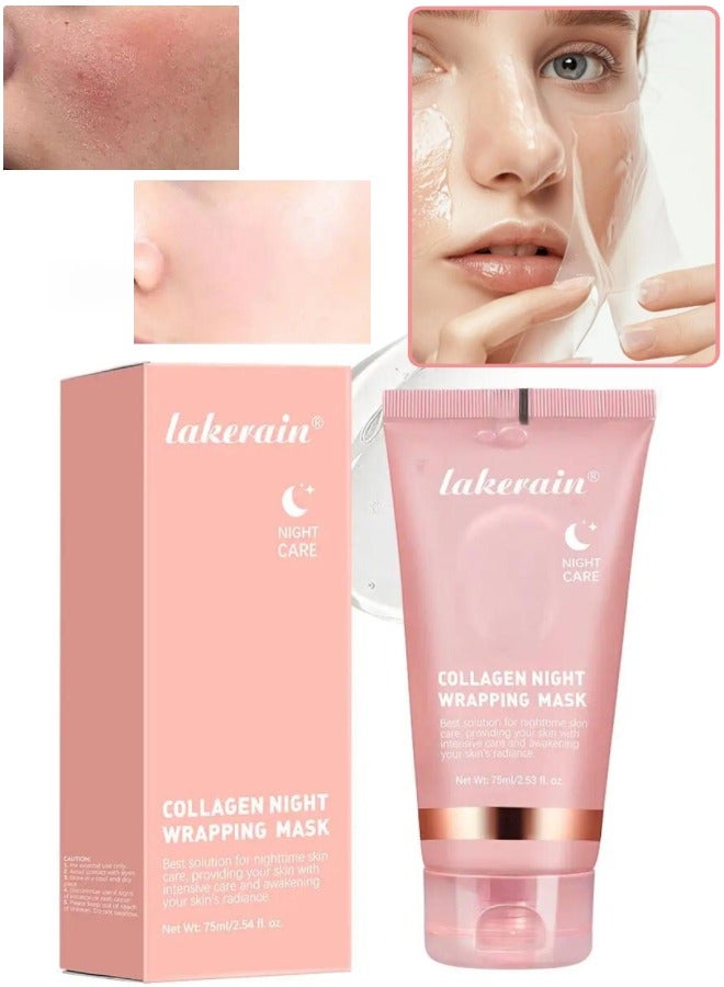 75ml Collagen Night Wrapping Mask for Skin Tone and Deep Nourishment Deeply Hydrates Skin Overnight Face Mask Collagen Mask Face Serum Deep Collagen Mask Overnight Collagen Face Mask