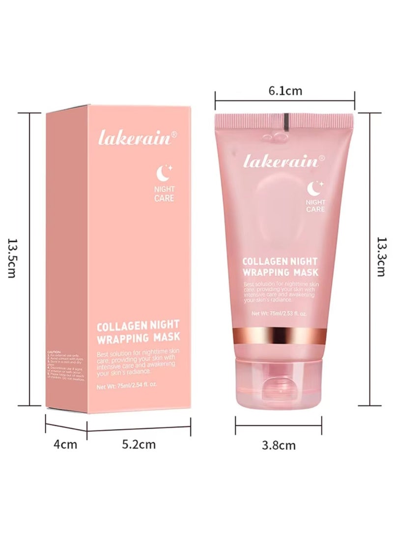 75ml Collagen Night Wrapping Mask for Skin Tone and Deep Nourishment Deeply Hydrates Skin Overnight Face Mask Collagen Mask Face Serum Deep Collagen Mask Overnight Collagen Face Mask