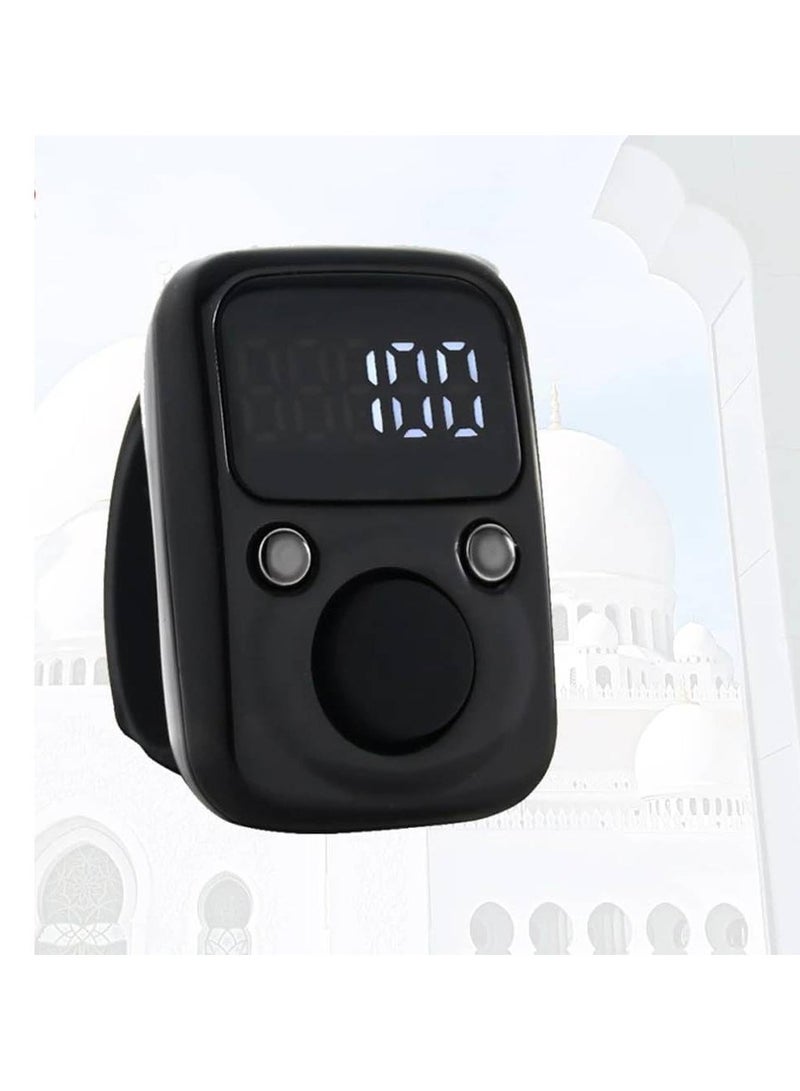 Electric Finger Tally Counter with LED Display: Glow-in-the-Dark Digital Tasbih Zikr Ring, Accurate Counting Device with Replaceable Battery