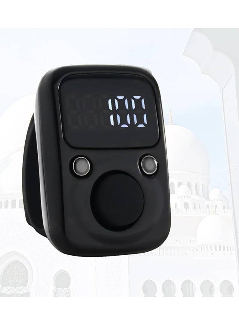 Electric Finger Tally Counter with LED Display: Glow-in-the-Dark Digital Tasbih Zikr Ring, Accurate Counting Device with Replaceable Battery