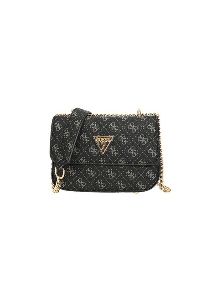 GUESS shoulder bag, fashionable and versatile, printed retro small square bag, simple chain crossbody bag black