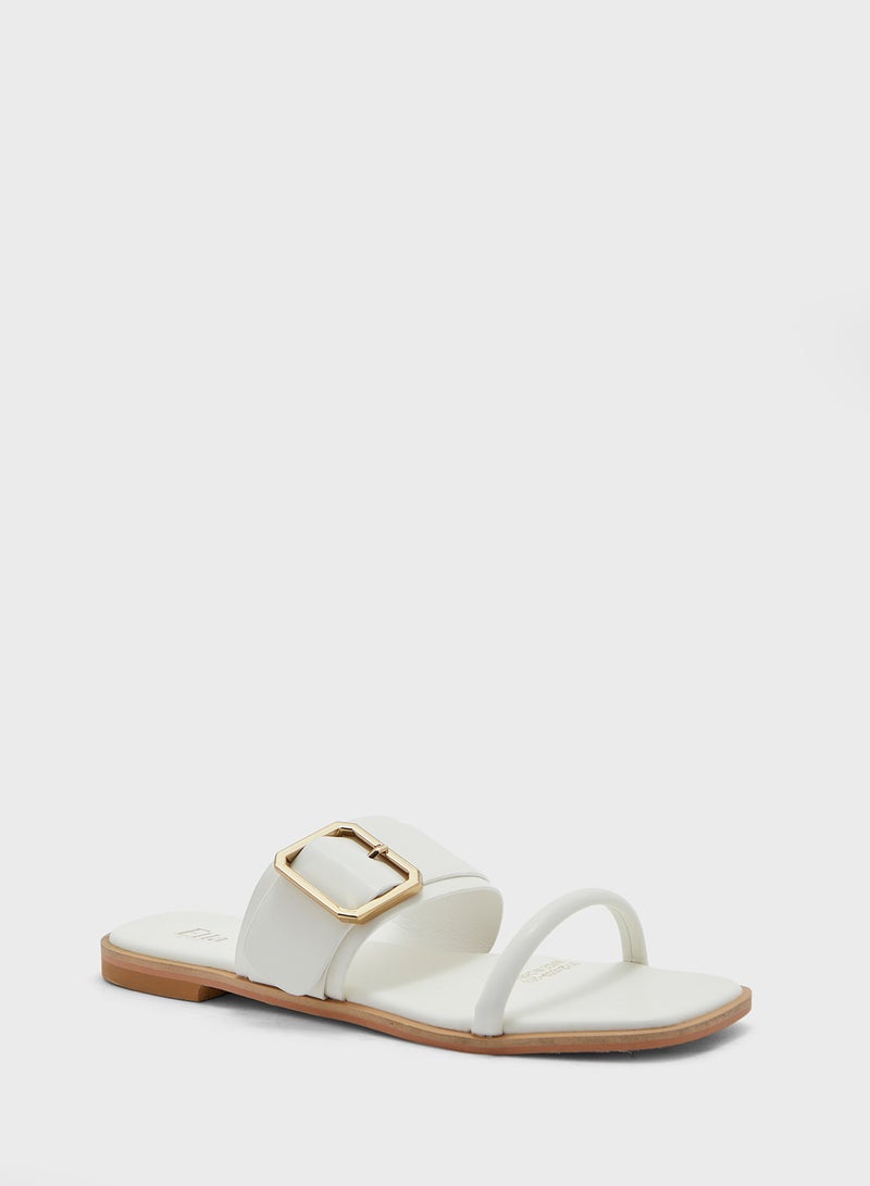 Chunky Buckle Double Strap Sandal