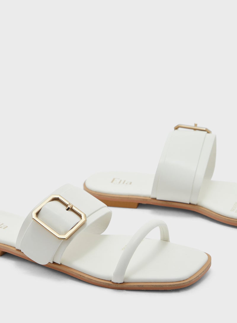 Chunky Buckle Double Strap Sandal