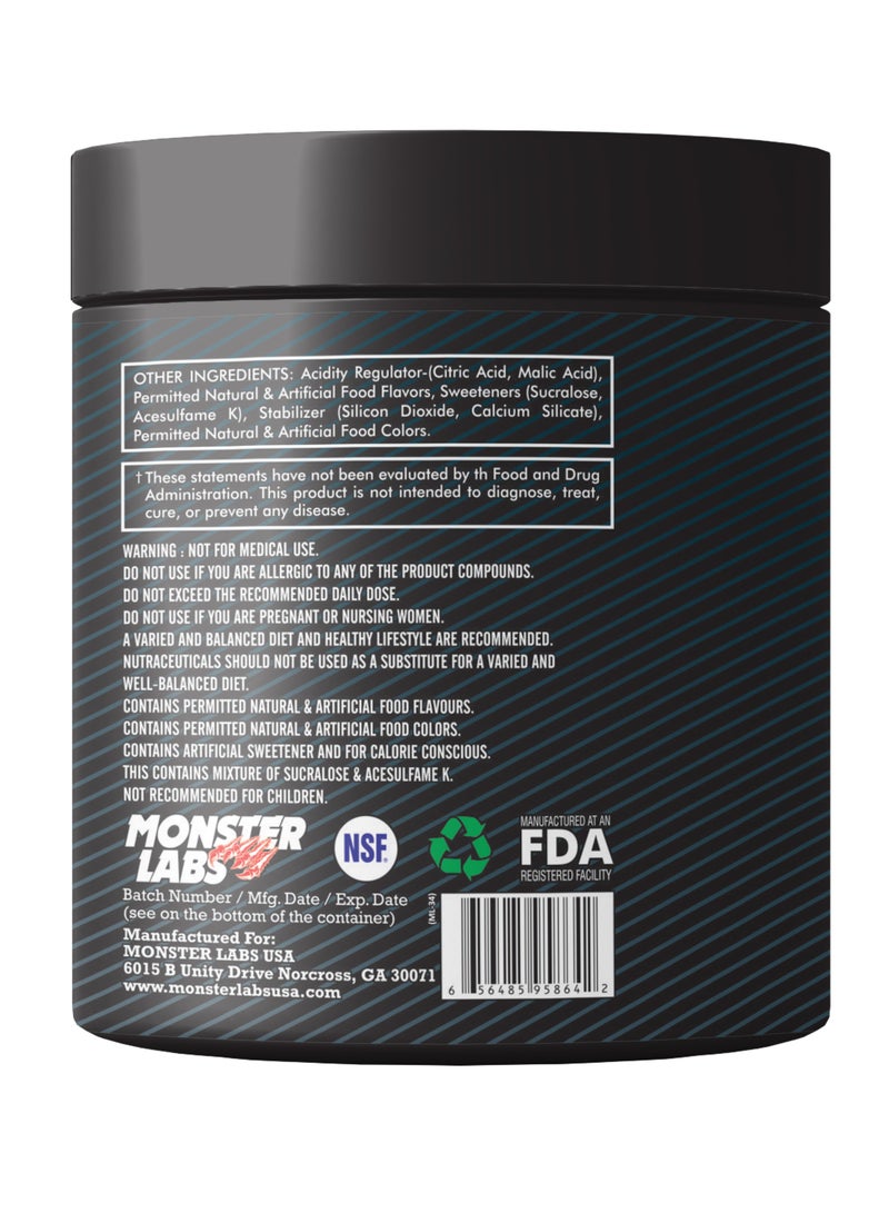 Monster Labs EAA 280g 35 Servings - Premium Amino Acid Supplement for Muscle Recovery and Hydration (Blue Raspberry)