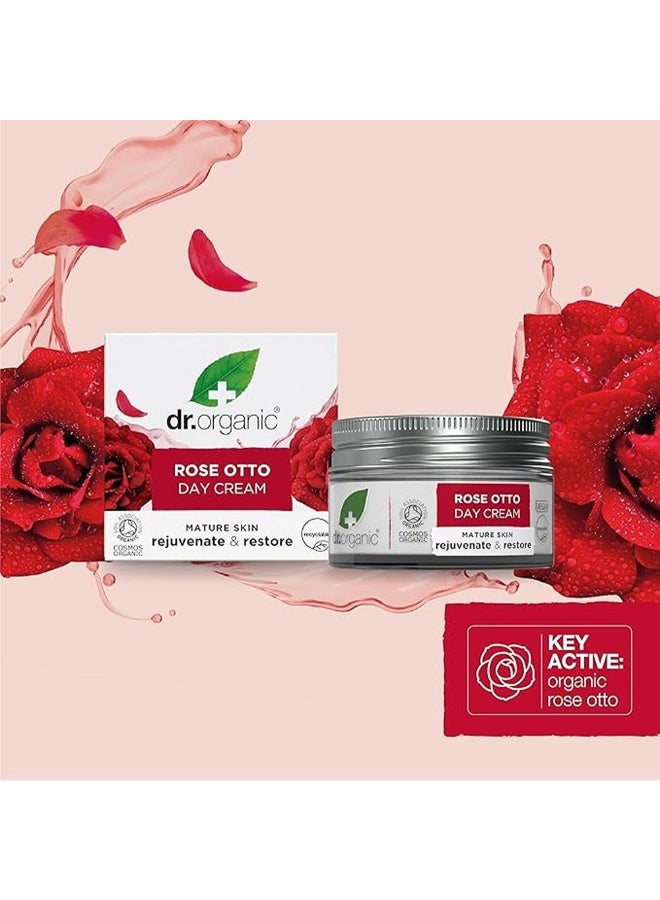 Dr. Organic Rose Otto Day Cream, Rejuvenates & Restores Mature Skin, 50Ml