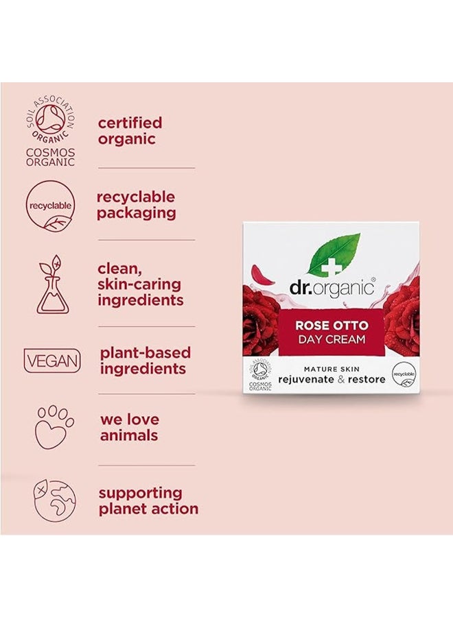 Dr. Organic Rose Otto Day Cream, Rejuvenates & Restores Mature Skin, 50Ml