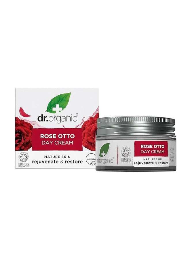 Dr. Organic Rose Otto Day Cream, Rejuvenates & Restores Mature Skin, 50Ml