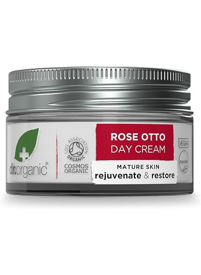 Dr. Organic Rose Otto Day Cream, Rejuvenates & Restores Mature Skin, 50Ml