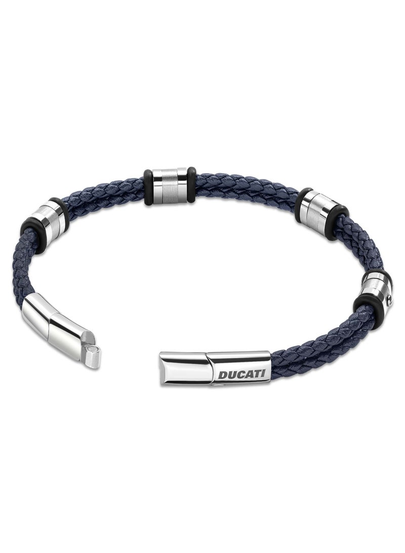 Contesa Blue Leather Strap Gents Bracelet with Magnetic Clasp - 210 mm