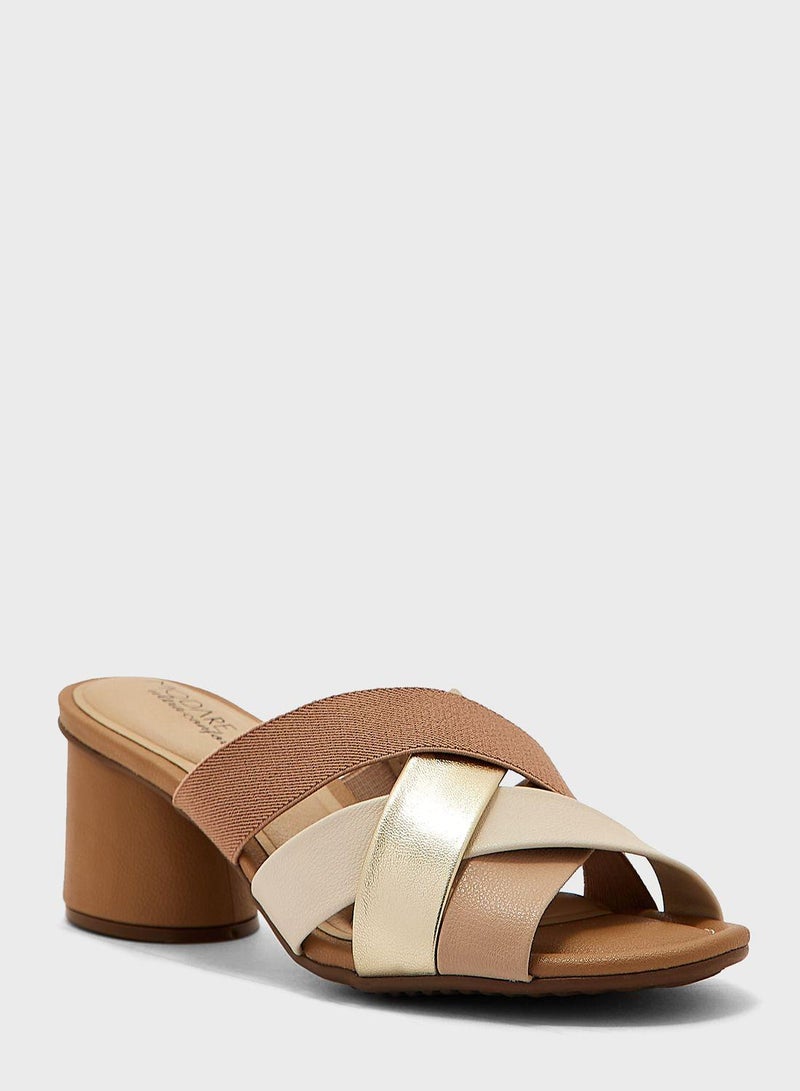 Multi Strap Mid Heel Sandals