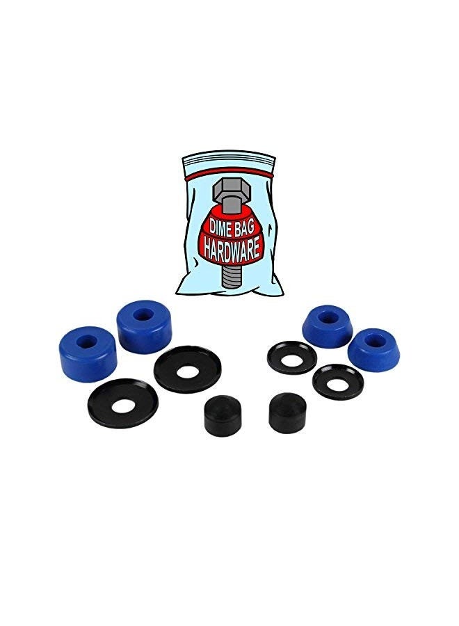 Dime Bag Hardware Skateboard Truck Rebuild Kit Bushings Washers Pivot Cups For 2 Trucks (88A Blue)