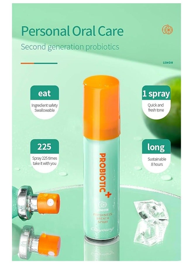 Probiotic Freshness Breath Spray 15ml, Oral Care Spray, Mint Oral Care Health Spray for Dry Mouth, Natural Ingredients, Bad Breath Spray, Lemon