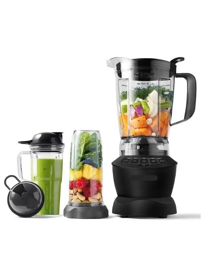 7-Piece Full-Size Blender and Mixer Combo, Multi-Function High-Speed Blender System with Nutrient Extractor and Smoothie Maker, 1000 Watts, Dark Grey.