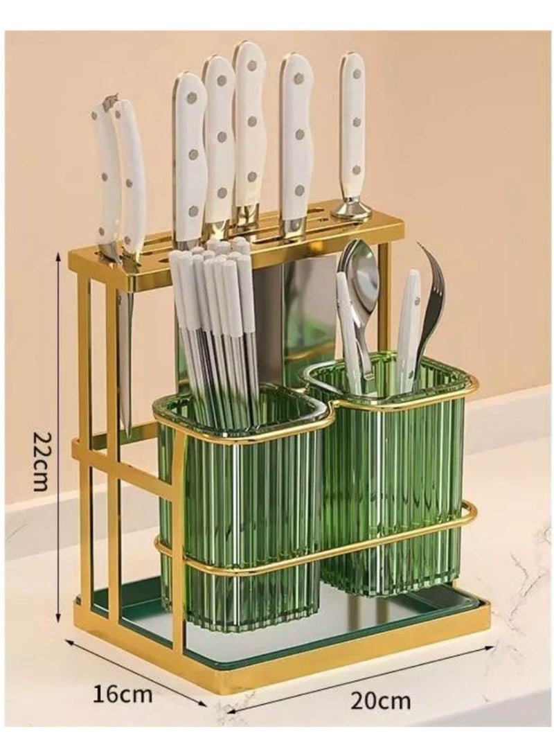 Acrylic Kitchen Utensil Drying Rack Cutlery Storage Box with Drain Hole Multifunctional Kitchen Chopsticks Holder and Drainer for Forks Spoons Knives and Chopsticks