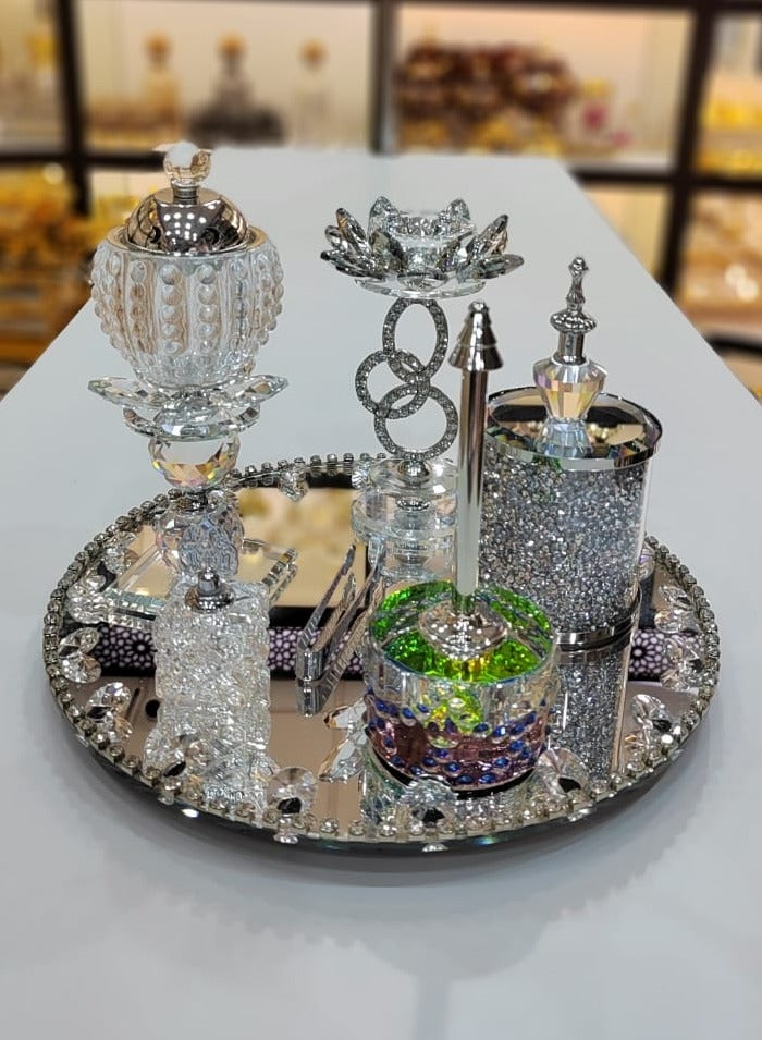 Bakhoor Burner Set Crystal Elegance Ideal Wedding Gift and Home Décor with a Blend of Arabic and English Culture