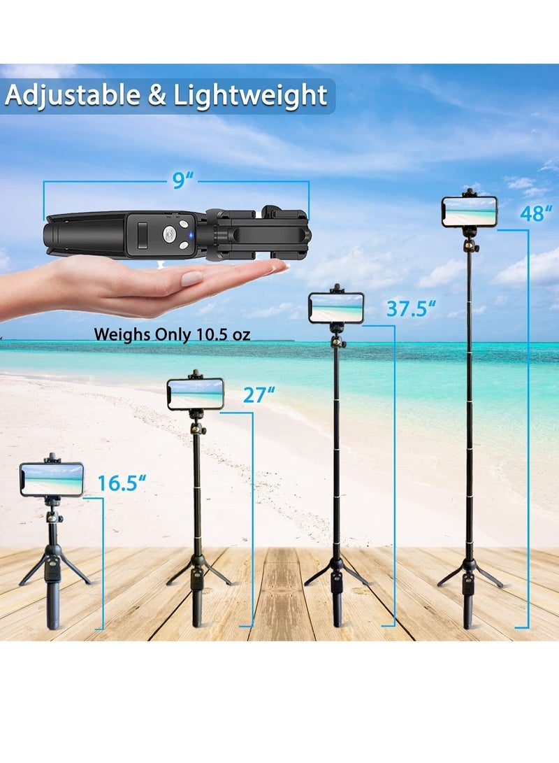 Selfie Stick & Tripod, Extendable, Wireless Bluetooth Remote, Lightweight Aluminum, Travel Ready, Compatible with iPhone 14 13 12 Pro Xs Max Xr