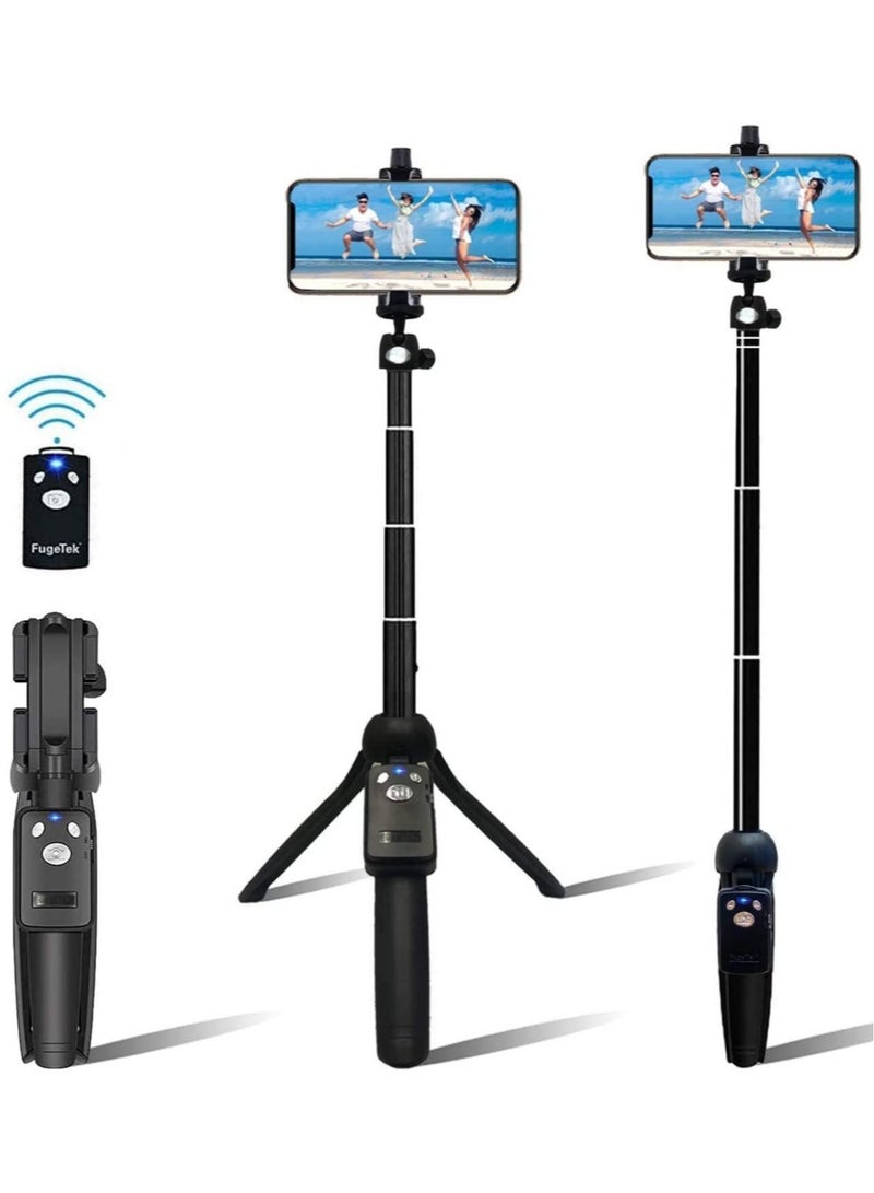 Selfie Stick & Tripod, Extendable, Wireless Bluetooth Remote, Lightweight Aluminum, Travel Ready, Compatible with iPhone 14 13 12 Pro Xs Max Xr