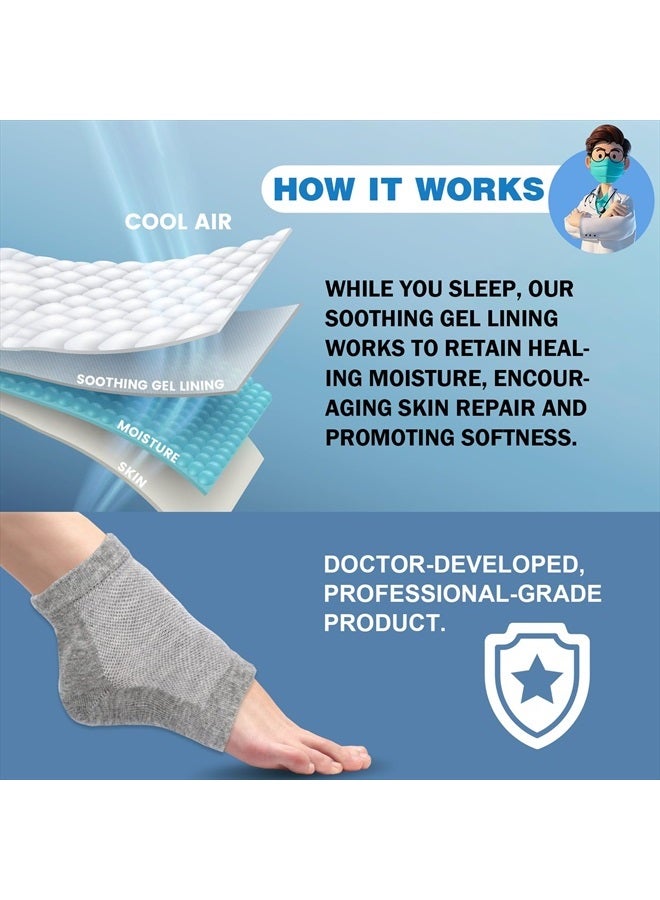 6 Pairs Moisturizing Heel Socks for Cracked Heel Treatment, Foot Care Toeless Socks to Soften and Hydrate Dry Cracked Feet Heels, Cracked Heel Repair Socks, Gel Socks for Dry Cracked Feet