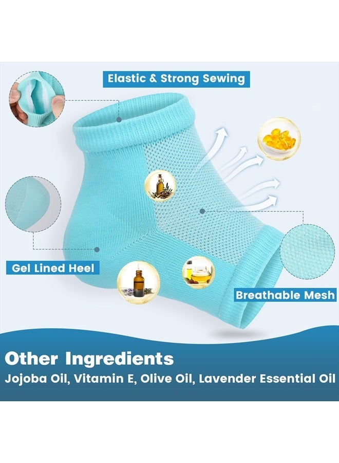 6 Pairs Moisturizing Heel Socks for Cracked Heel Treatment, Foot Care Toeless Socks to Soften and Hydrate Dry Cracked Feet Heels, Cracked Heel Repair Socks, Gel Socks for Dry Cracked Feet