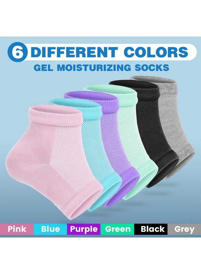 6 Pairs Moisturizing Heel Socks for Cracked Heel Treatment, Foot Care Toeless Socks to Soften and Hydrate Dry Cracked Feet Heels, Cracked Heel Repair Socks, Gel Socks for Dry Cracked Feet